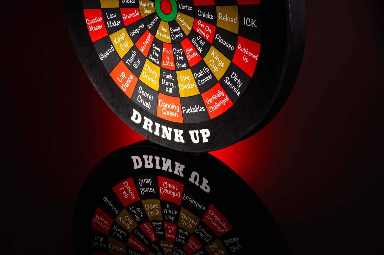 Stylised shot of the DartUp board and its forfeit wedges